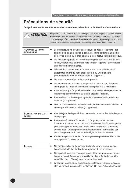 Mode d'emploi SAMSUNG AQ12FAN