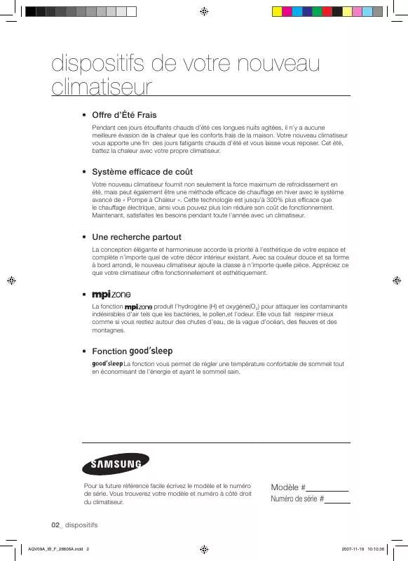 Mode d'emploi SAMSUNG AQV09ABAN