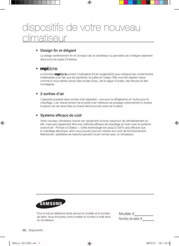 Mode d'emploi SAMSUNG AV-XTJH028EE