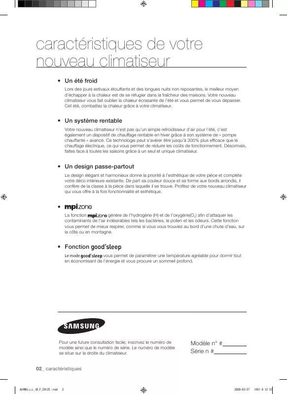 Mode d'emploi SAMSUNG AV-XWVH022EE