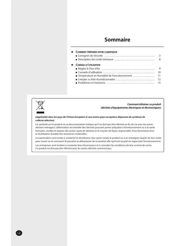 Mode d'emploi SAMSUNG AV-XWVH036EA