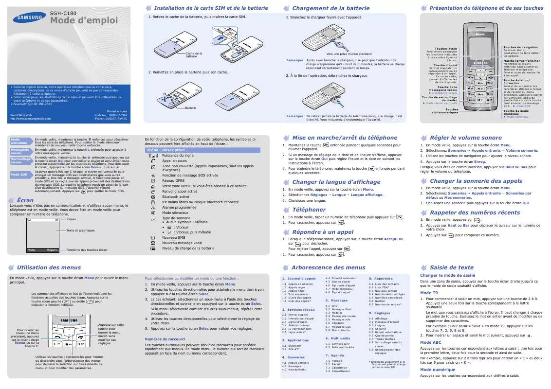 Mode d'emploi SAMSUNG C180