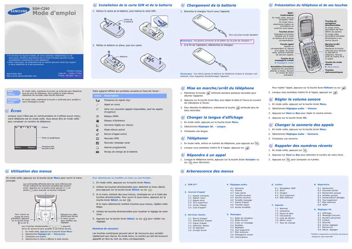 Mode d'emploi SAMSUNG C260