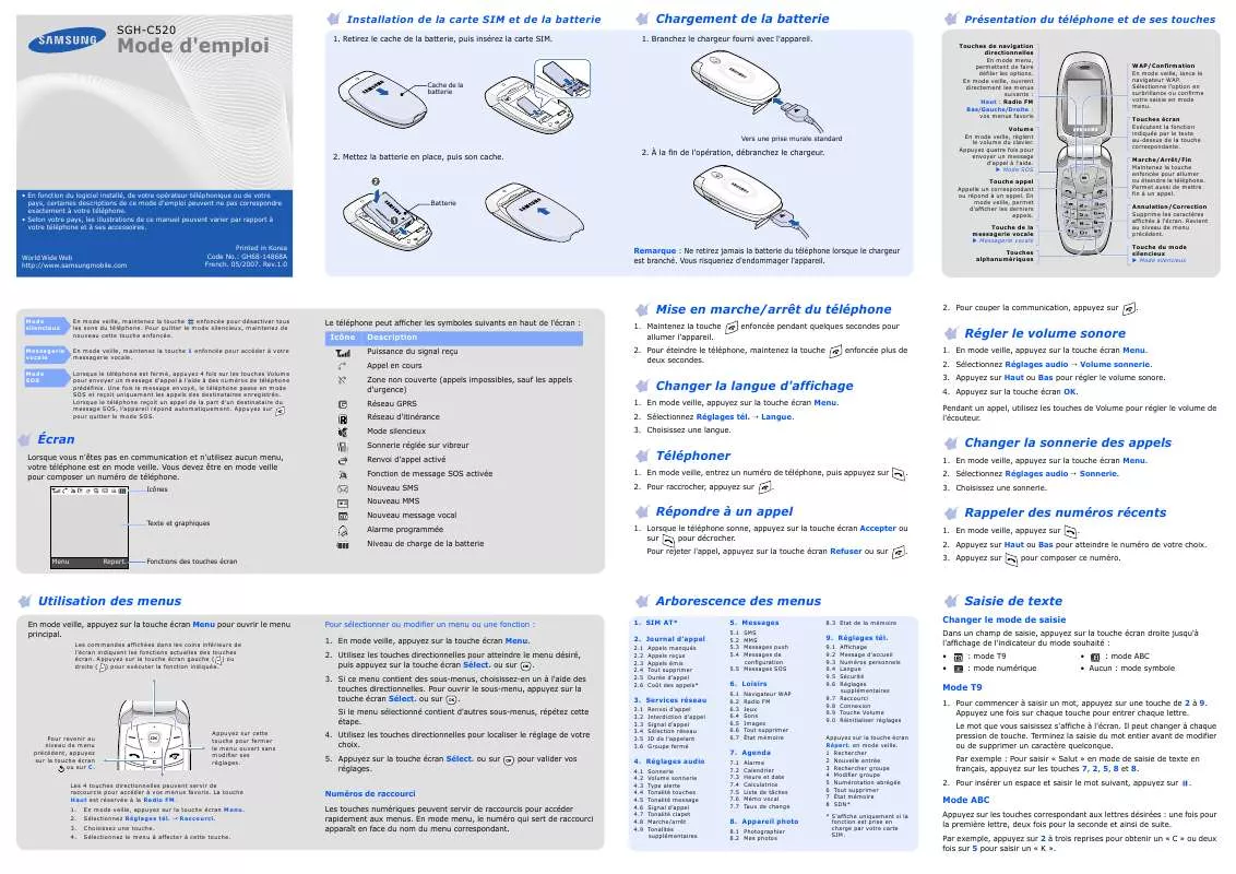 Mode d'emploi SAMSUNG C520