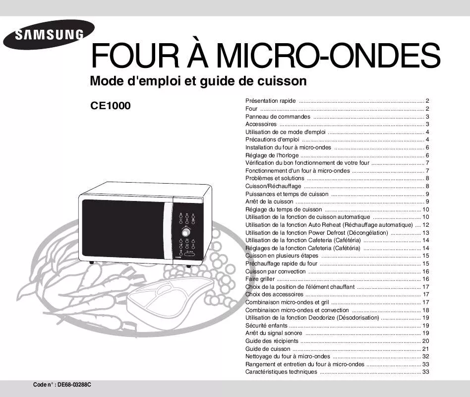 Mode d'emploi SAMSUNG CE1000-S