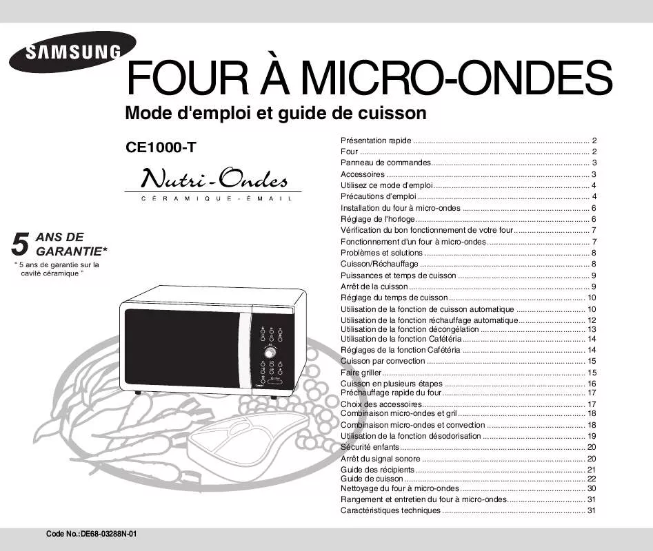 Mode d'emploi SAMSUNG CE1000-TB