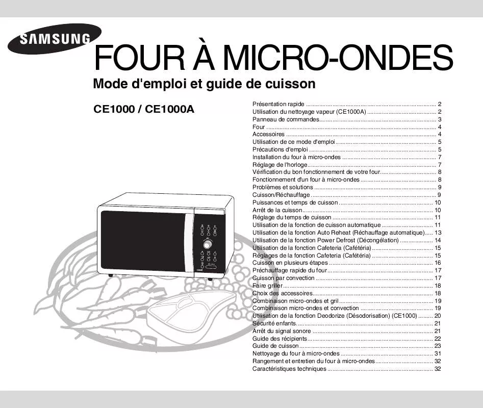 Mode d'emploi SAMSUNG CE1000-TS