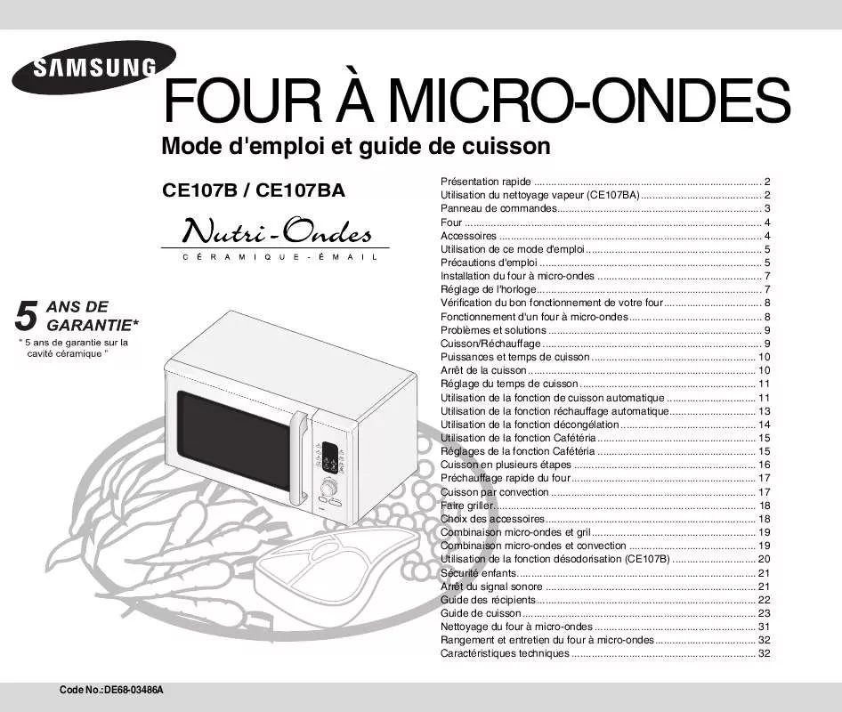 Mode d'emploi SAMSUNG CE107B-XEF