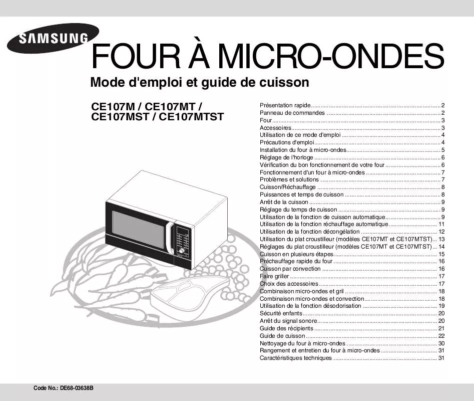 Mode d'emploi SAMSUNG CE107M-B