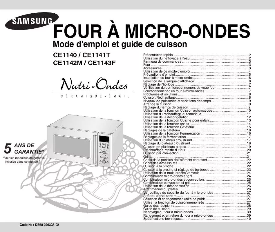 Mode d'emploi SAMSUNG CE1140-XEF