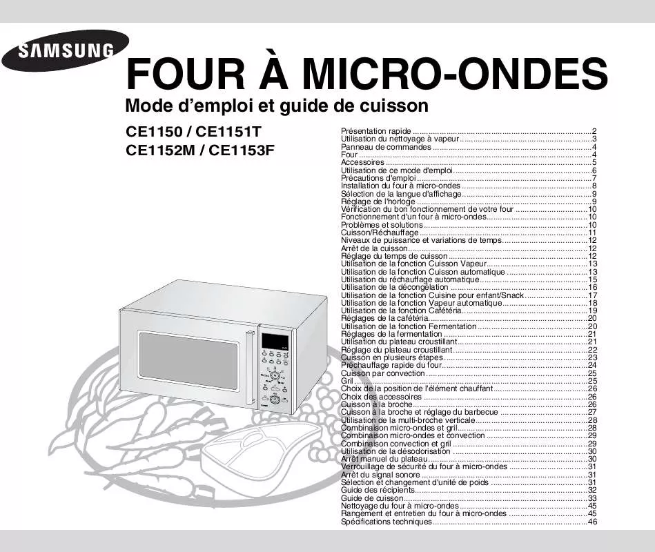 Mode d'emploi SAMSUNG CE1150-S