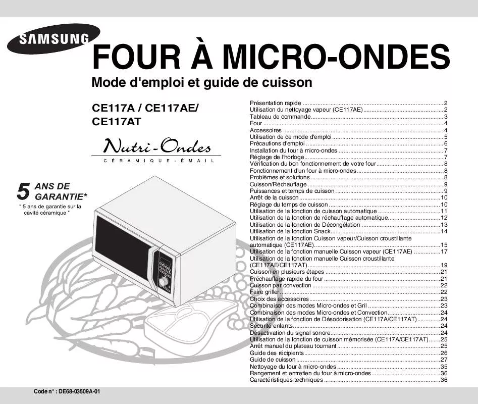 Mode d'emploi SAMSUNG CE117AT-X/XEF