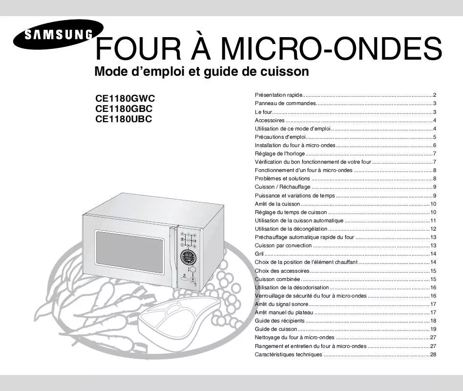 Mode d'emploi SAMSUNG CE1180GBC