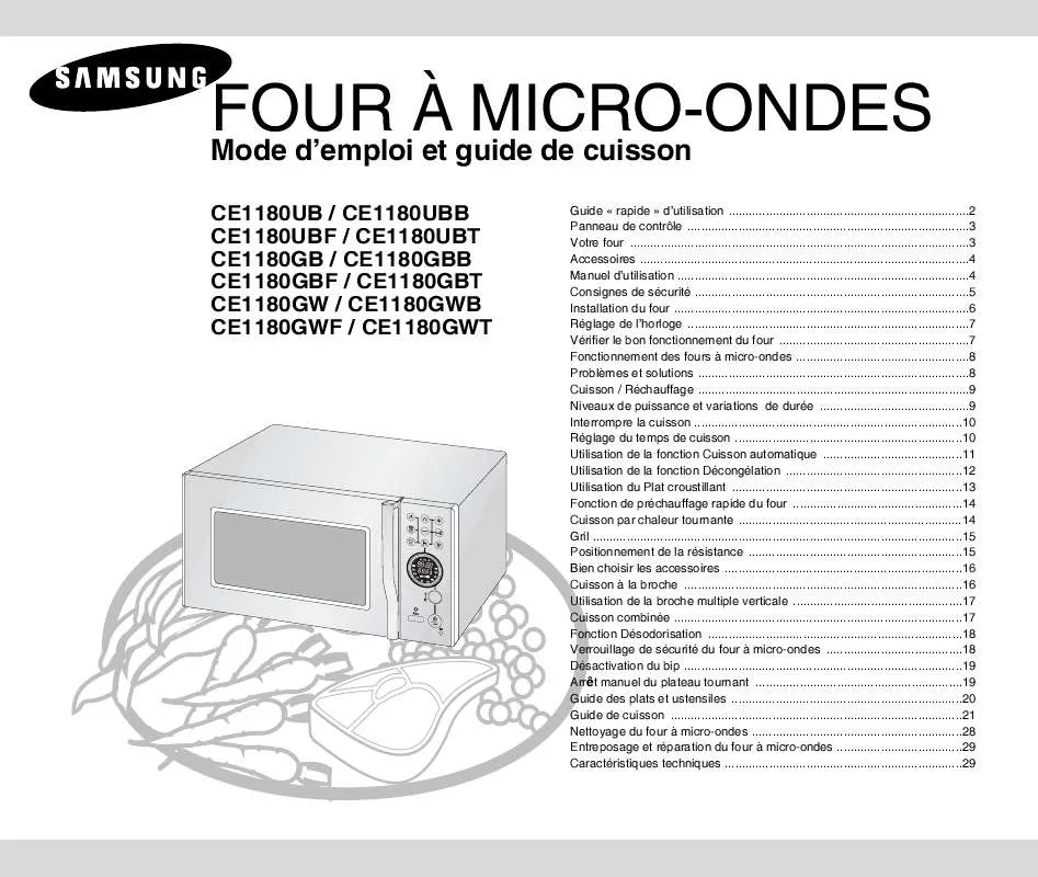 Mode d'emploi SAMSUNG CE1180UBT