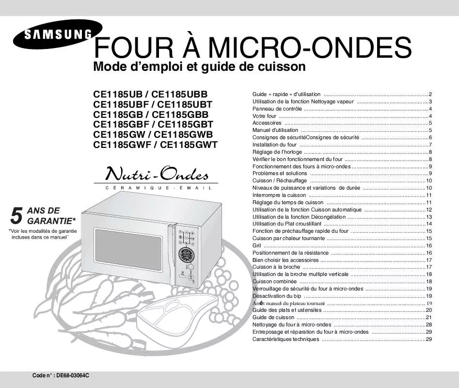 Mode d'emploi SAMSUNG CE1185UB