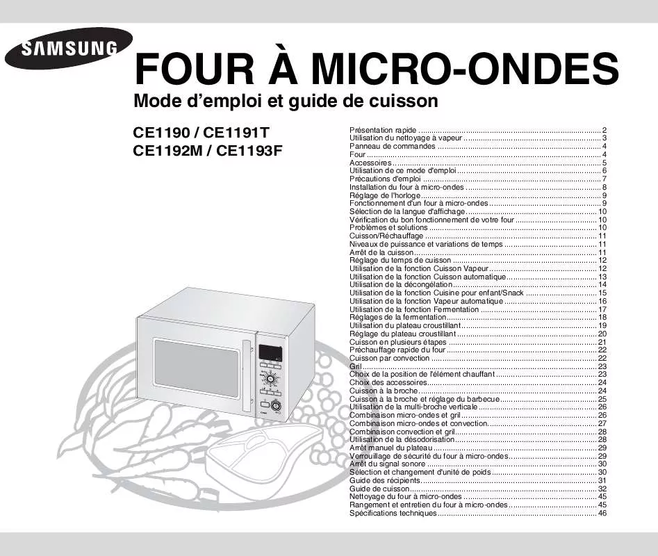 Mode d'emploi SAMSUNG CE1191T