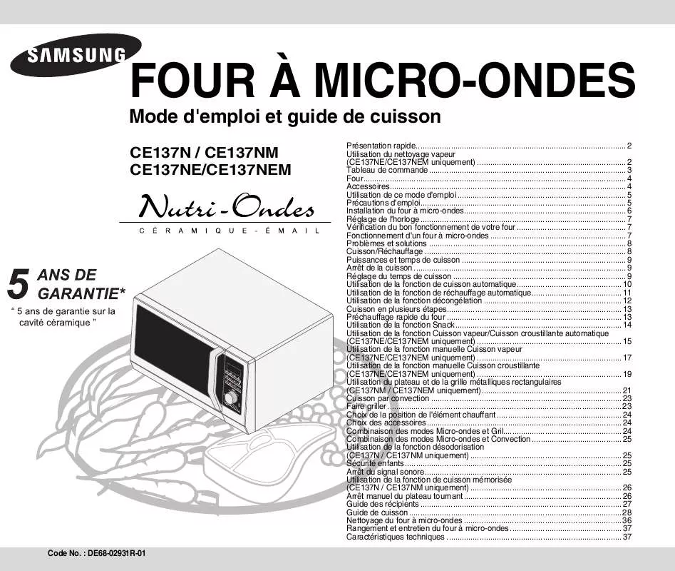 Mode d'emploi SAMSUNG CE137NEM-S