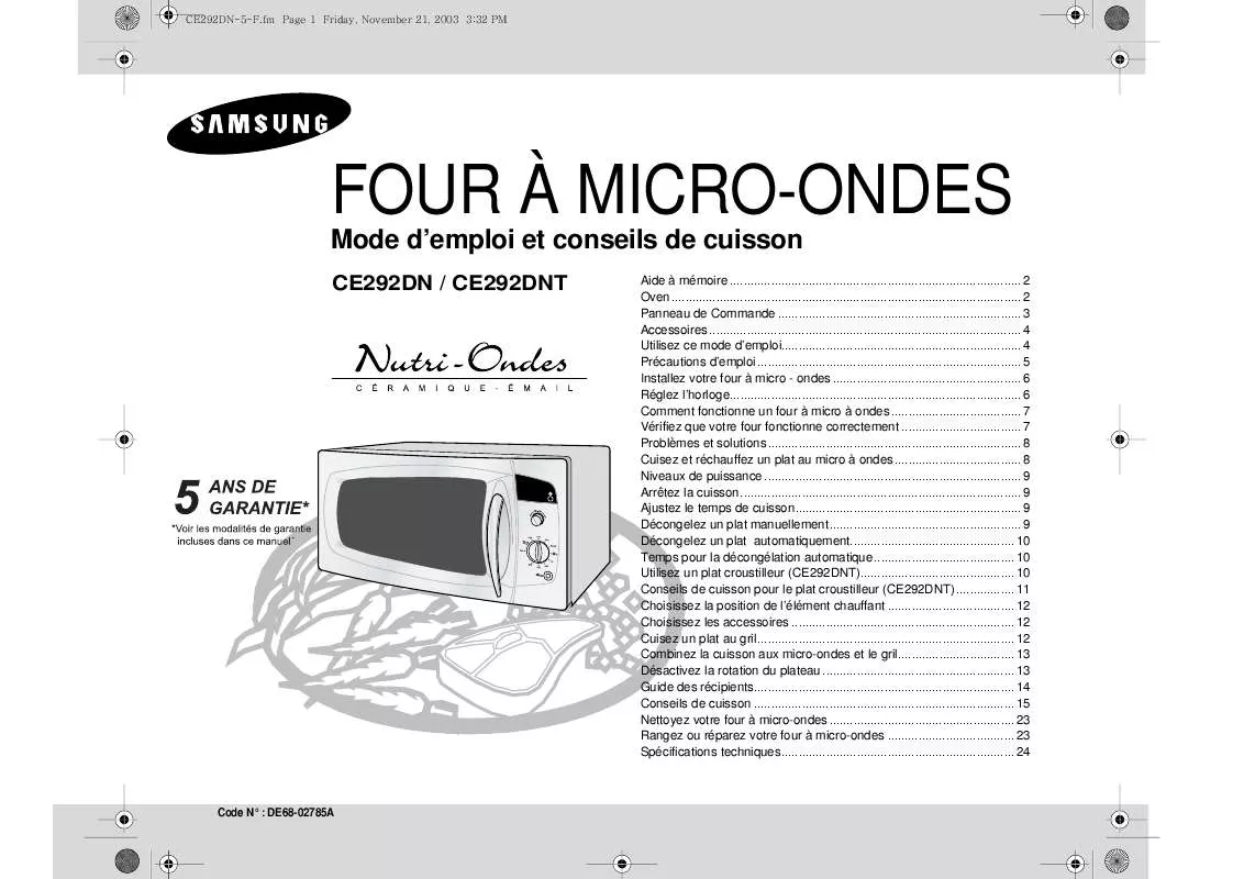 Mode d'emploi SAMSUNG CE292DN