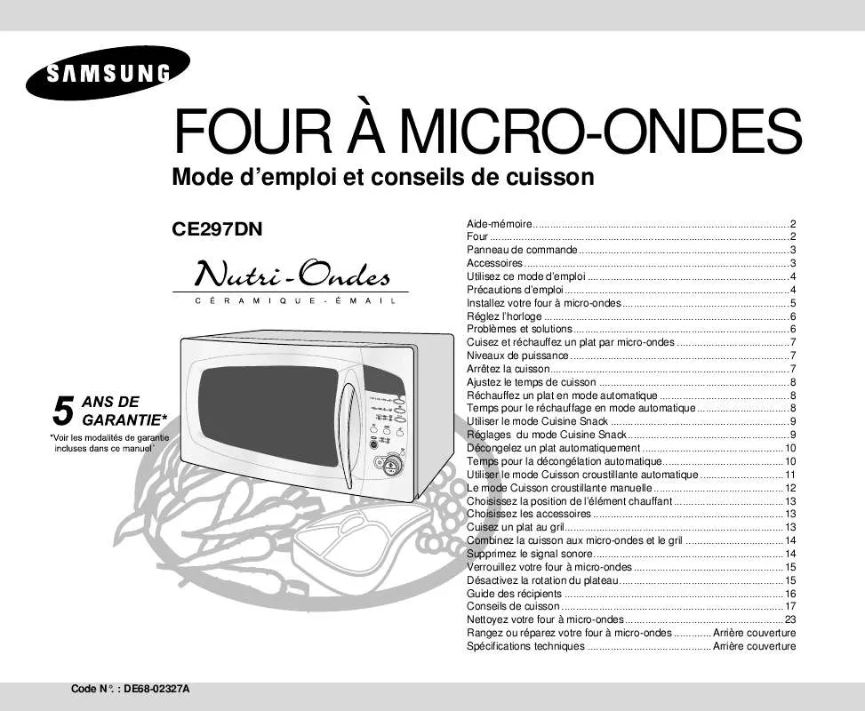 Mode d'emploi SAMSUNG CE297DNT