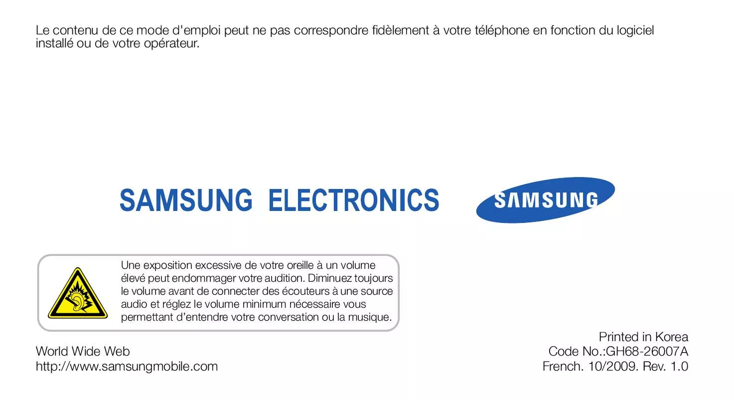 Mode d'emploi SAMSUNG CORBY PRO B5310