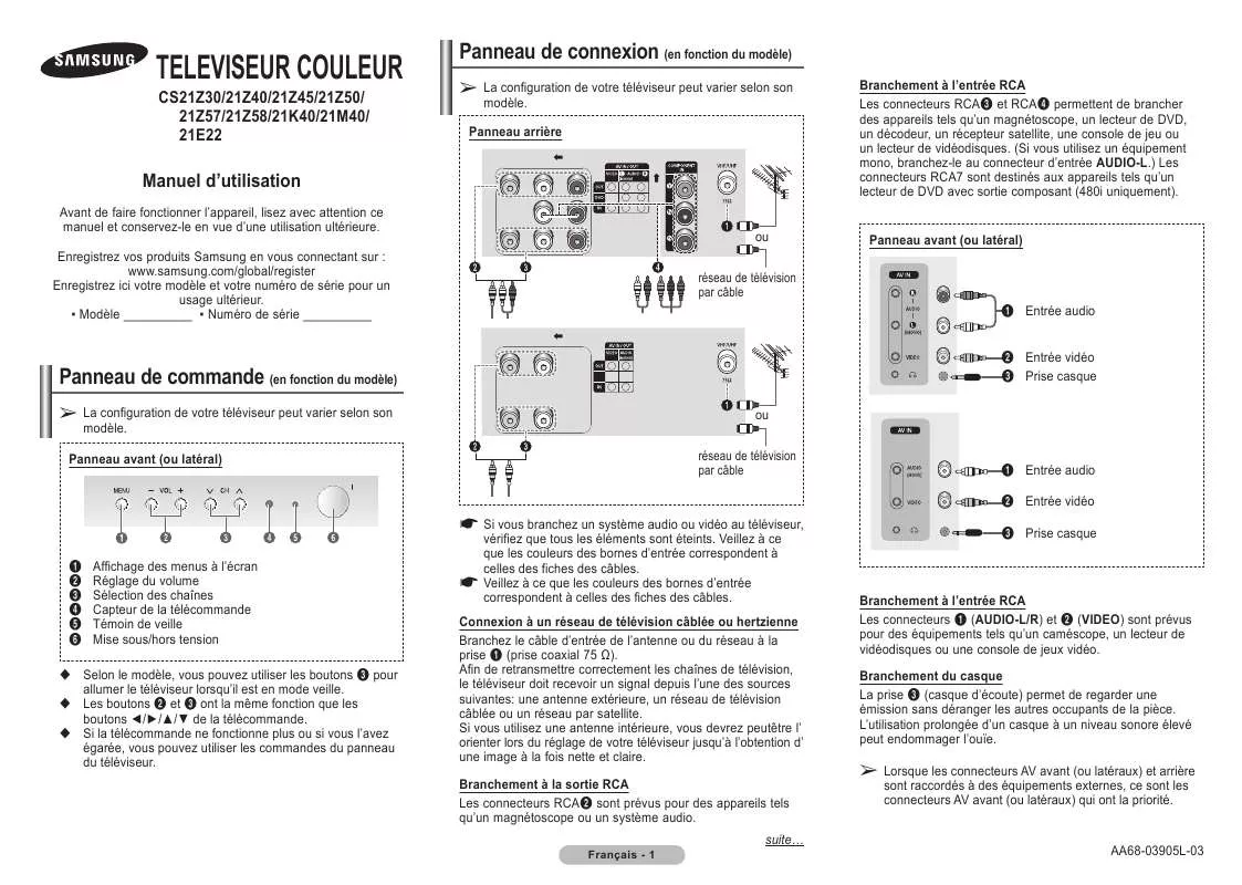 Mode d'emploi SAMSUNG CS-21K40MJ