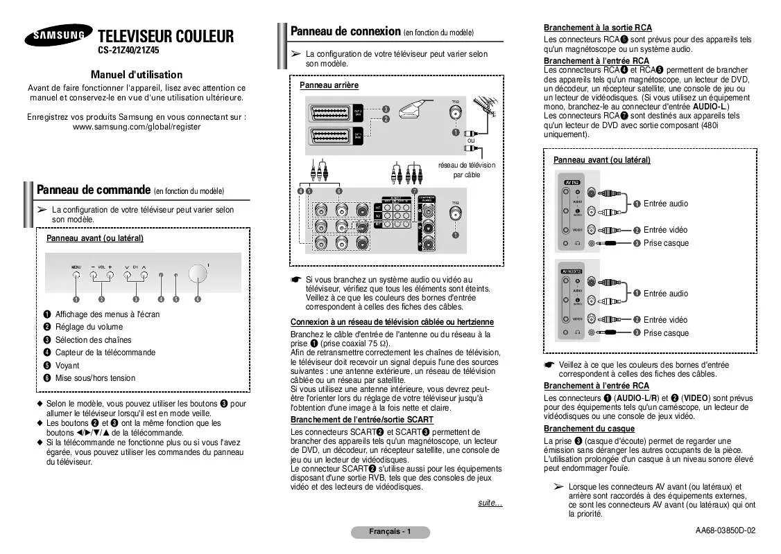 Mode d'emploi SAMSUNG CS-21Z40MA