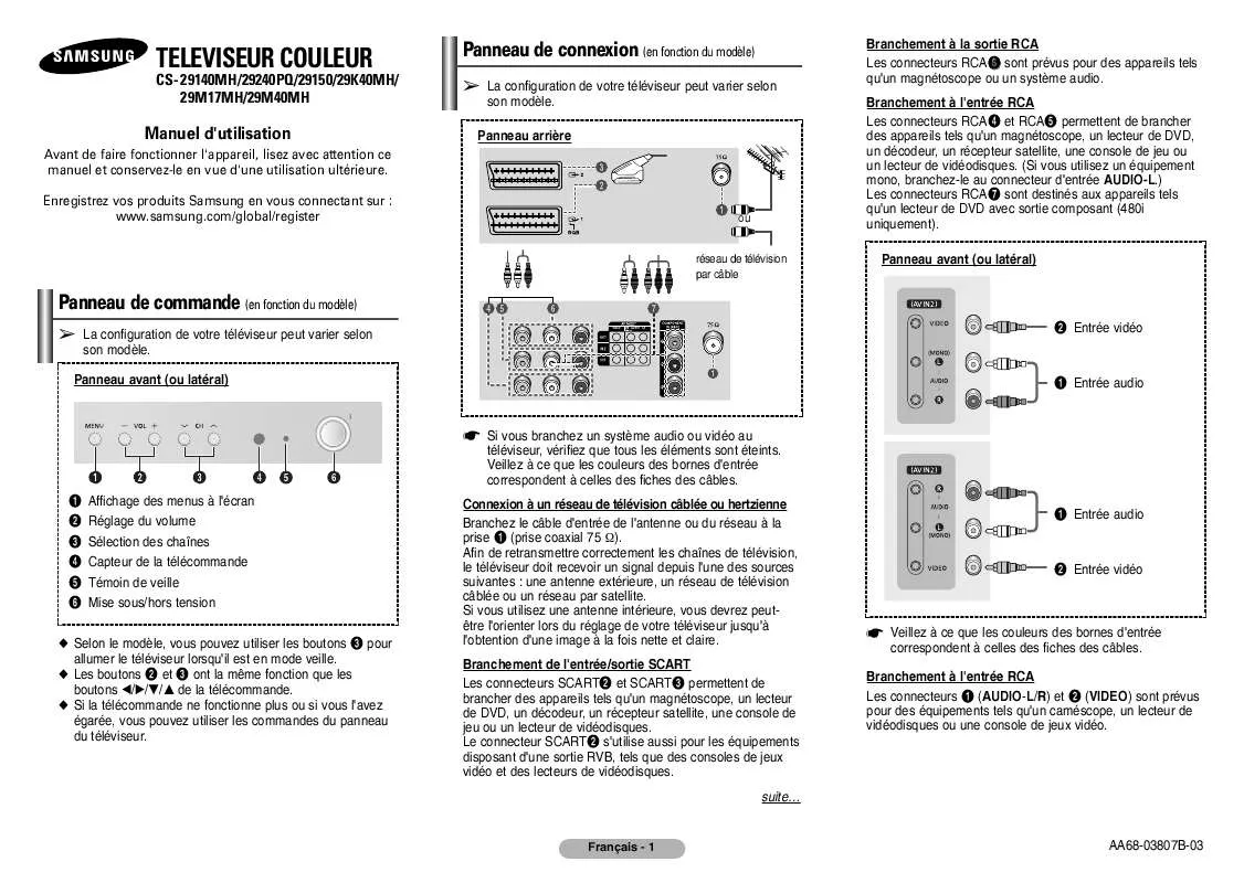 Mode d'emploi SAMSUNG CS-29K40MH