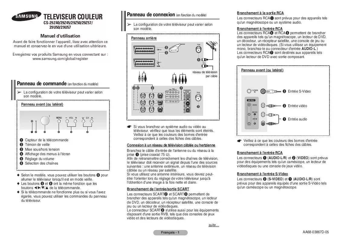 Mode d'emploi SAMSUNG CS-29Z40MH