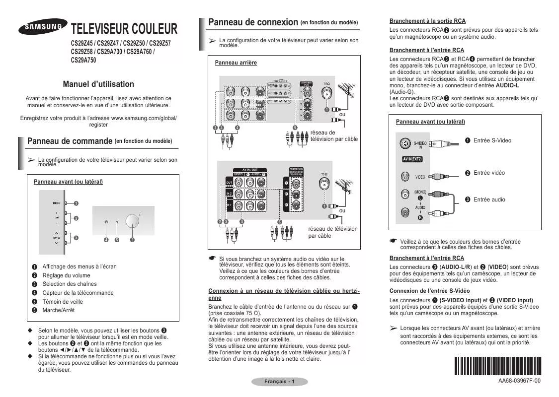 Mode d'emploi SAMSUNG CS-29Z50M1