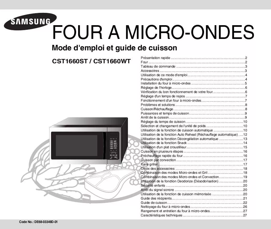 Mode d'emploi SAMSUNG CS-T1660ST