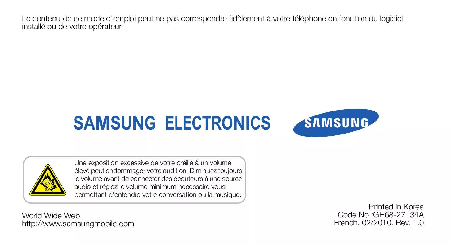 Mode d'emploi SAMSUNG DIVA FOLDER S5150