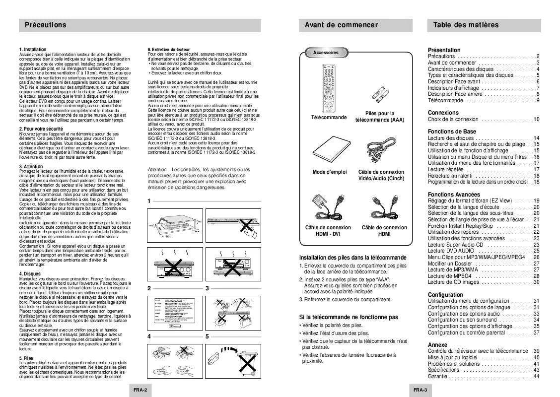 Mode d'emploi SAMSUNG DVD-HD945