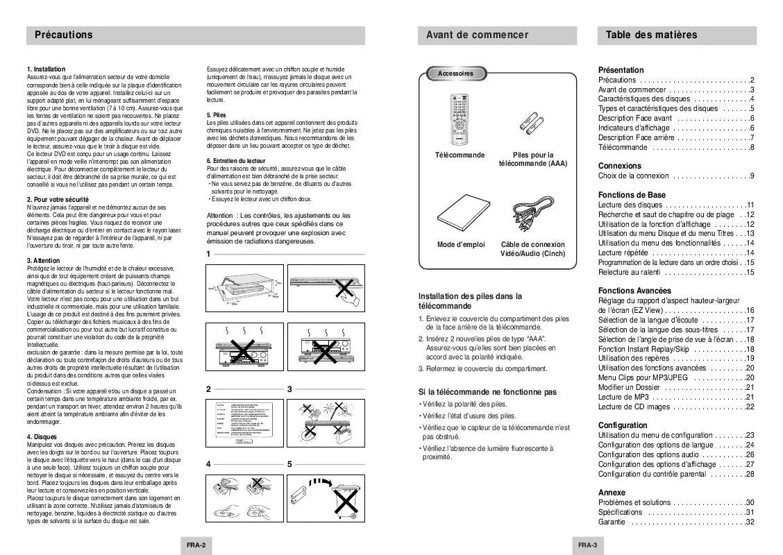 Mode d'emploi SAMSUNG DVD-P145