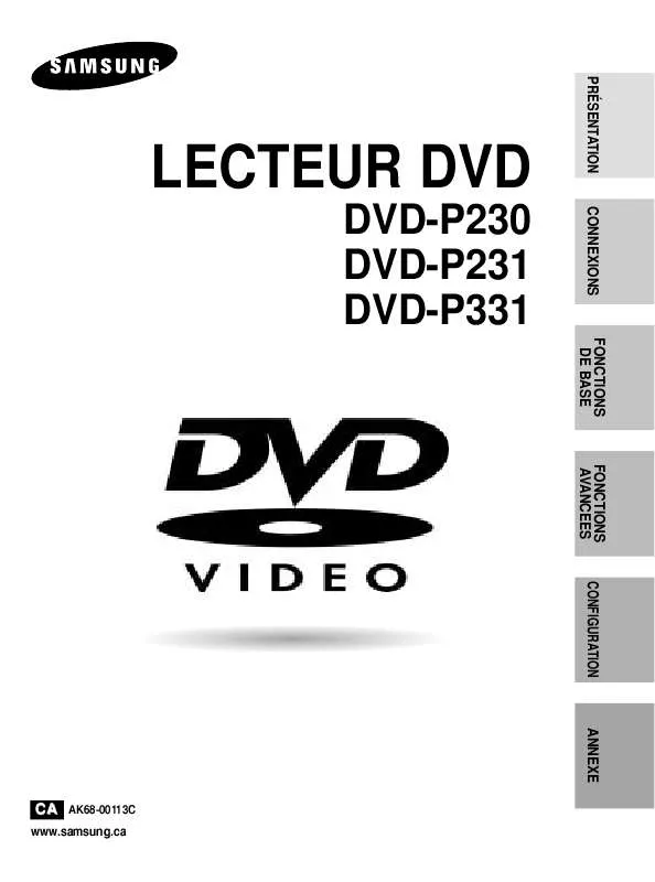 Mode d'emploi SAMSUNG DVD-P230