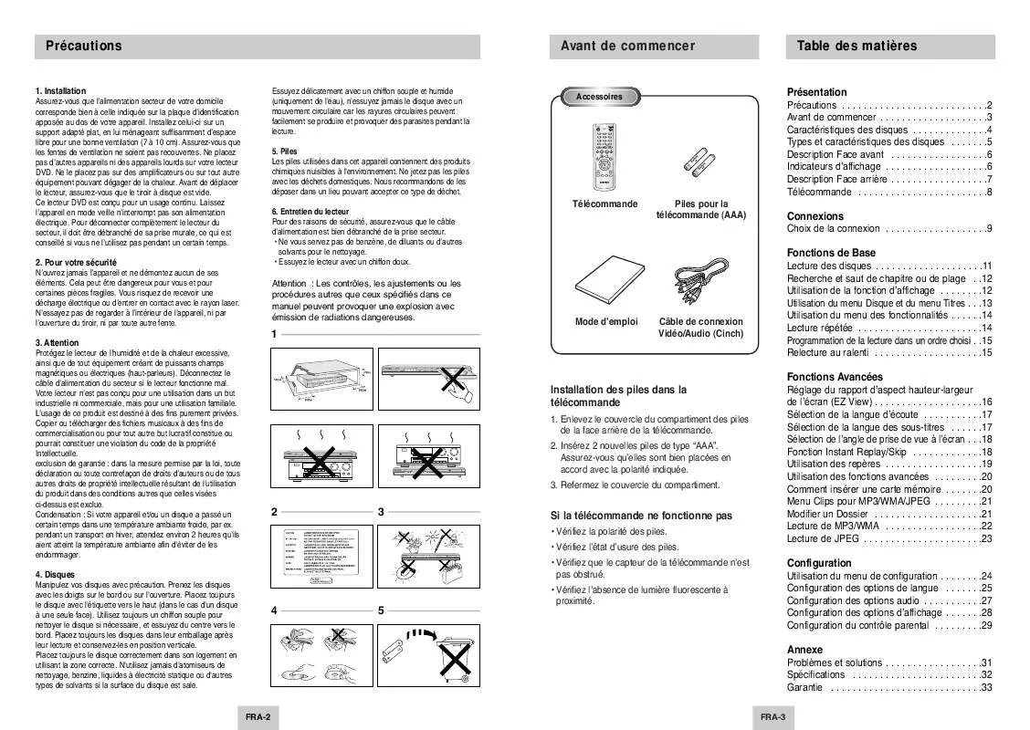 Mode d'emploi SAMSUNG DVD-P345