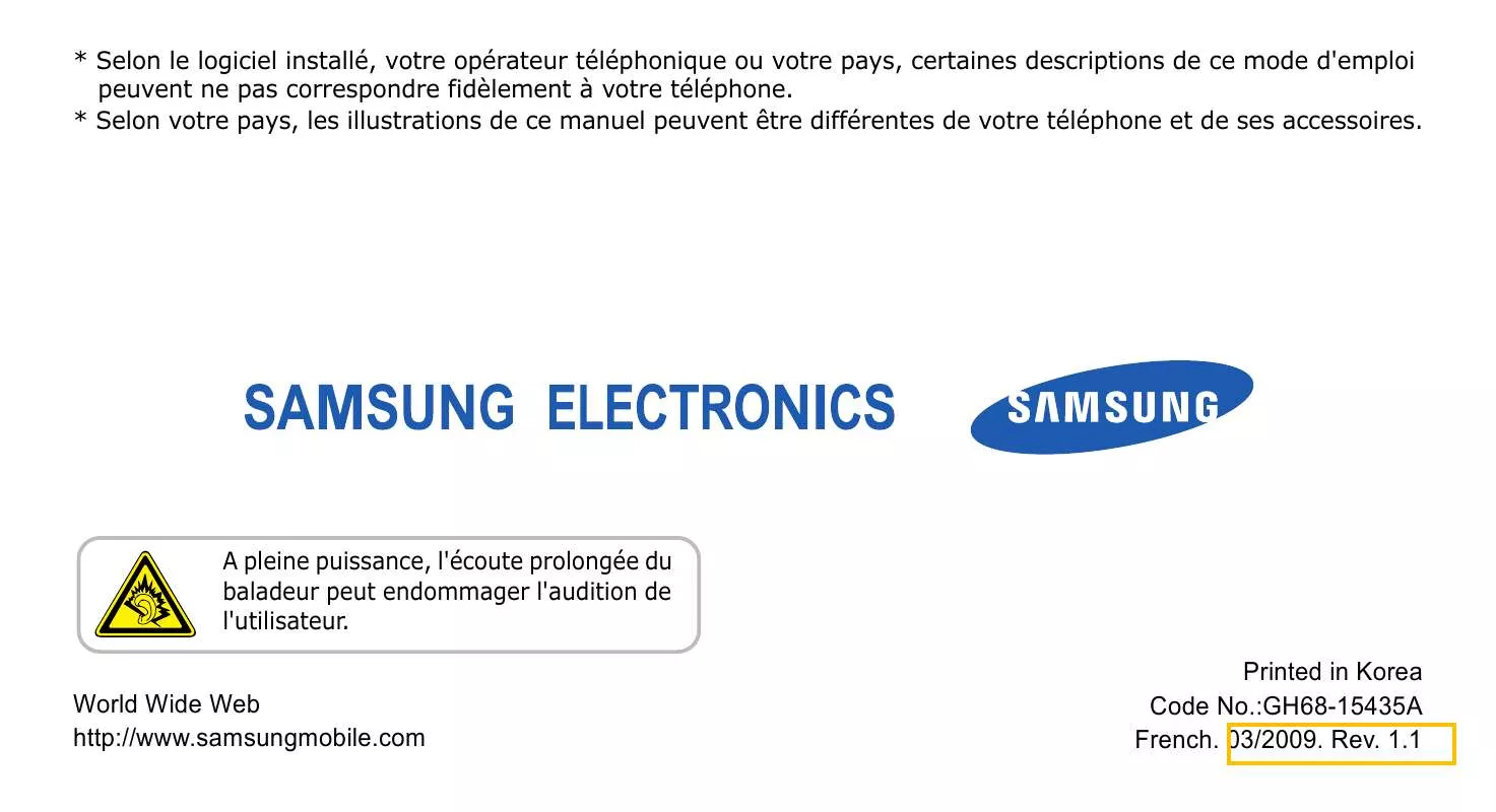 Mode d'emploi SAMSUNG E950