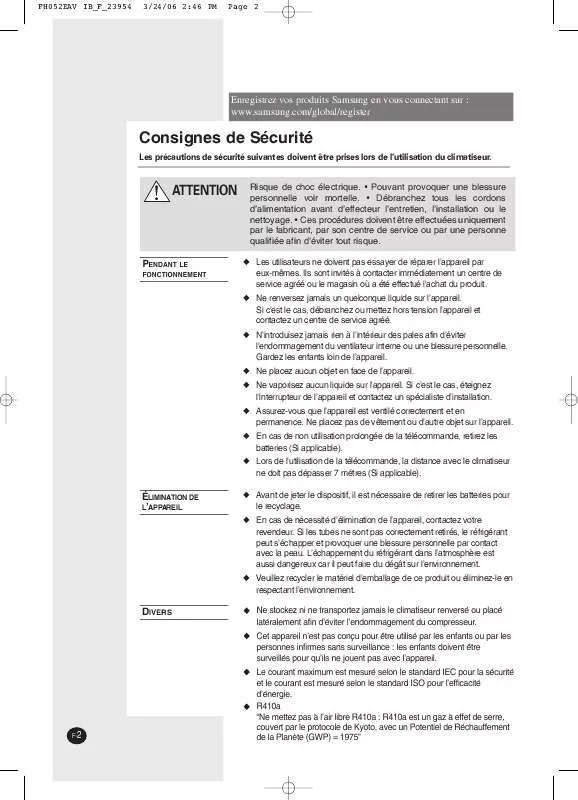 Mode d'emploi SAMSUNG FH052EAV1