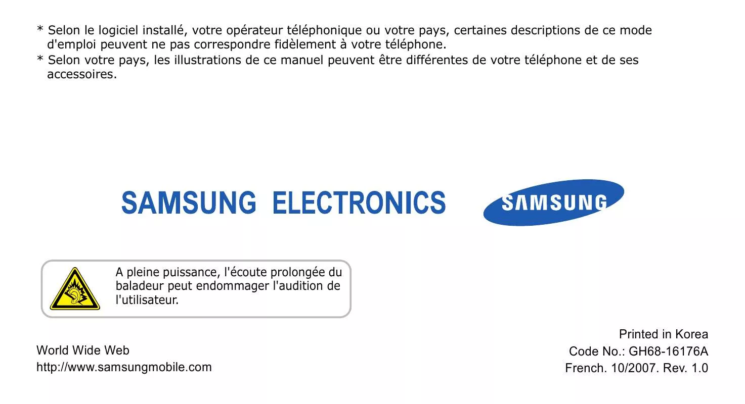 Mode d'emploi SAMSUNG G800