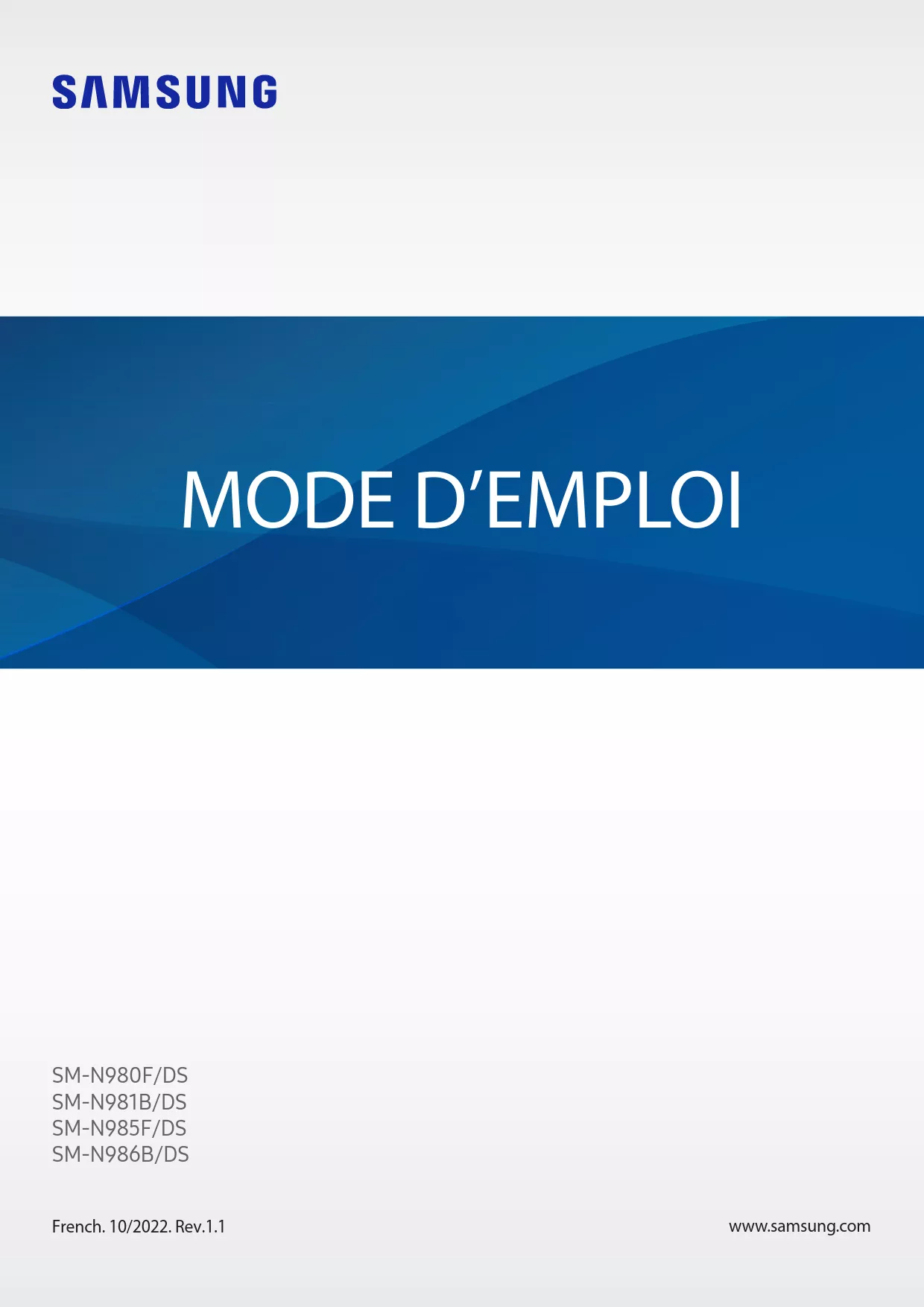 Mode d'emploi SAMSUNG GALAXY NOTE 20  SM-N980