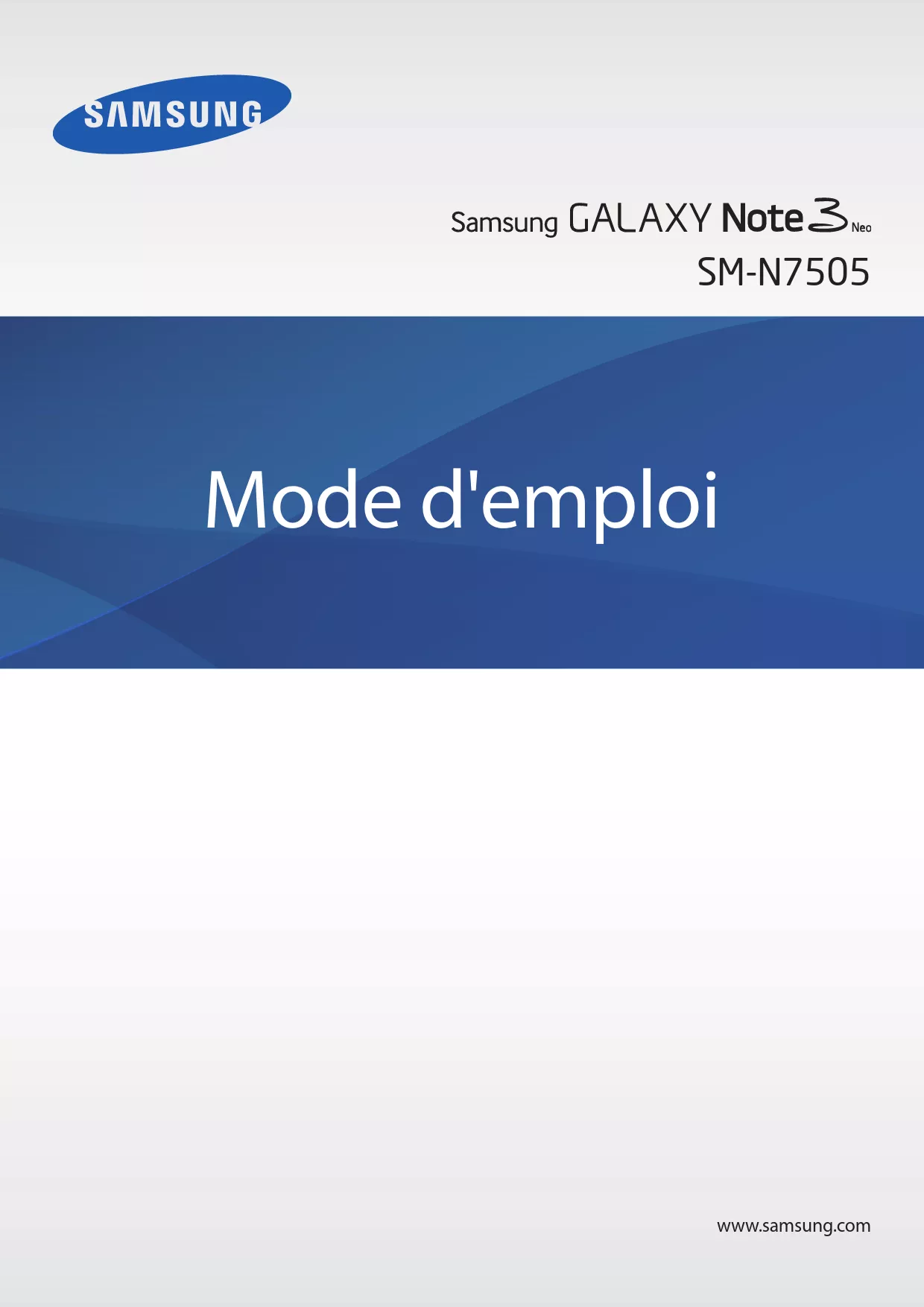 Mode d'emploi SAMSUNG GALAXY NOTE 3 NEO N7505