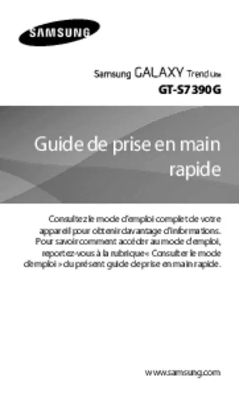 Mode d'emploi SAMSUNG GALAXY TREND LITE 4 POUCES, 4 GO - GT-S7390G