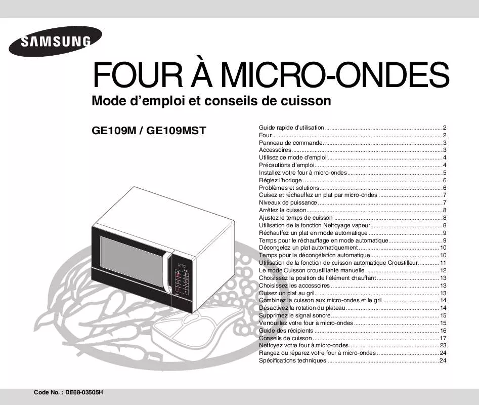 Mode d'emploi SAMSUNG GE109M-B