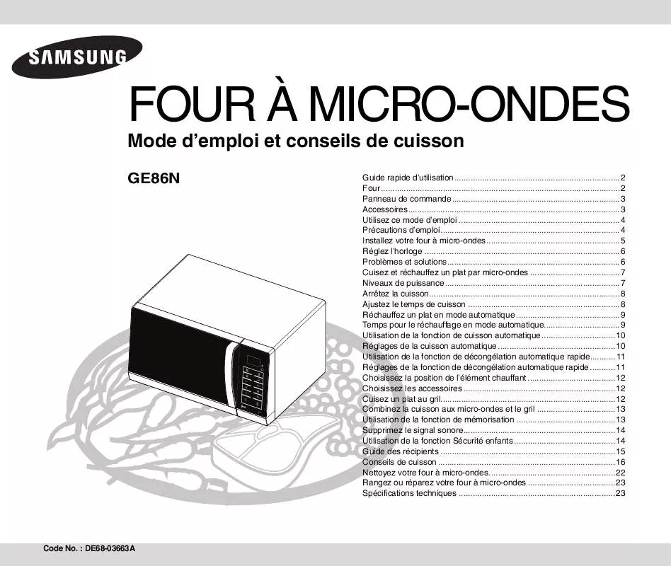 Mode d'emploi SAMSUNG GE86N-B