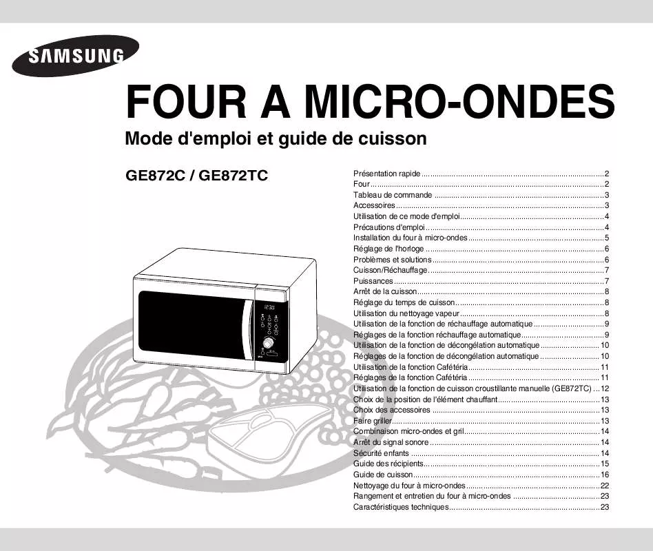 Mode d'emploi SAMSUNG GE872C