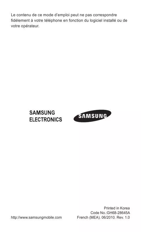 Mode d'emploi SAMSUNG GT-E2550D