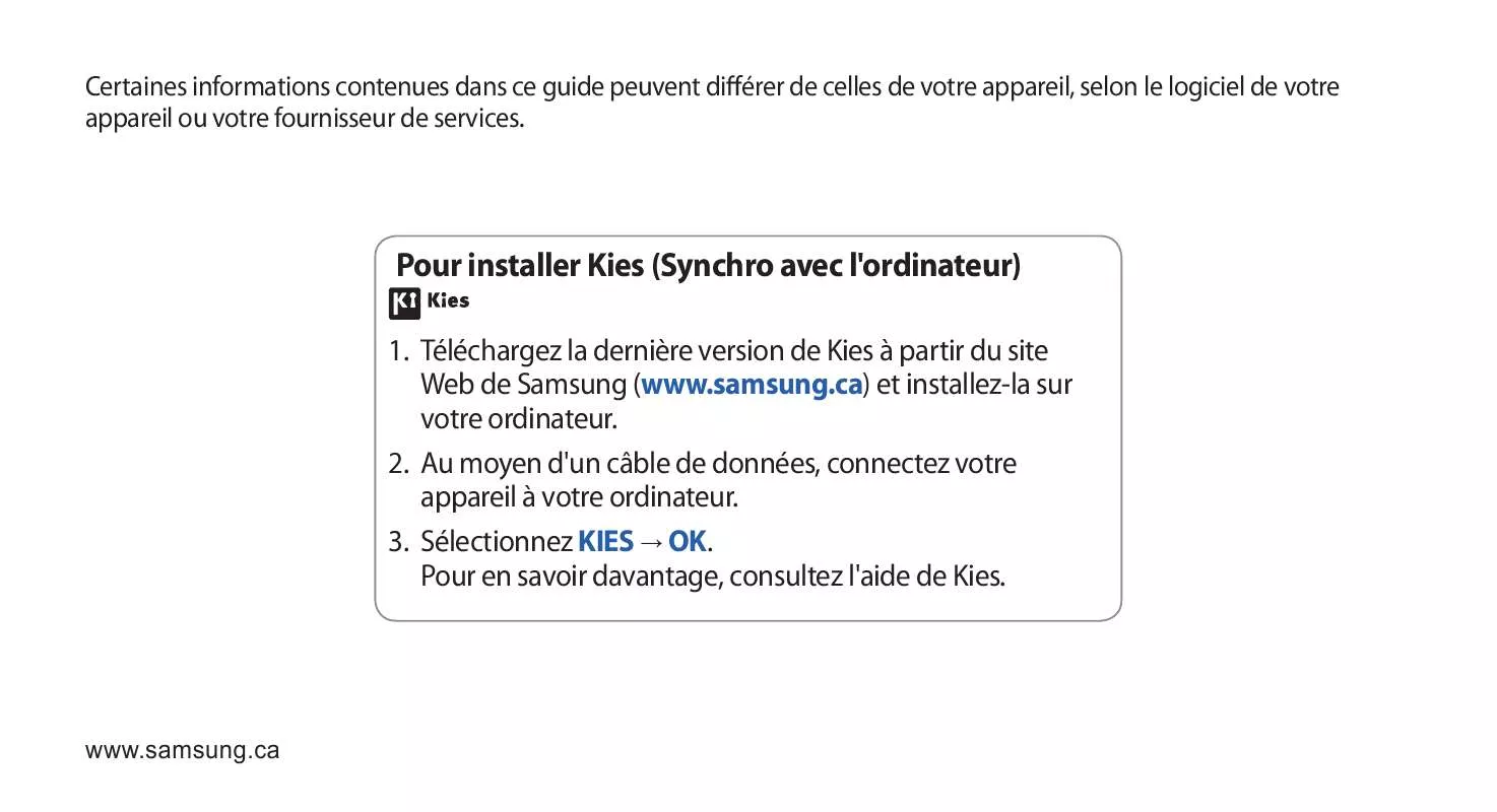 Mode d'emploi SAMSUNG GT-I5510M