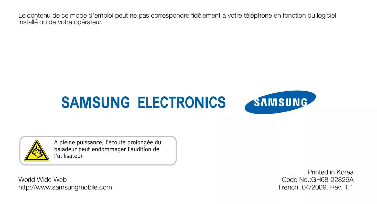 Mode d'emploi SAMSUNG GT-M7600