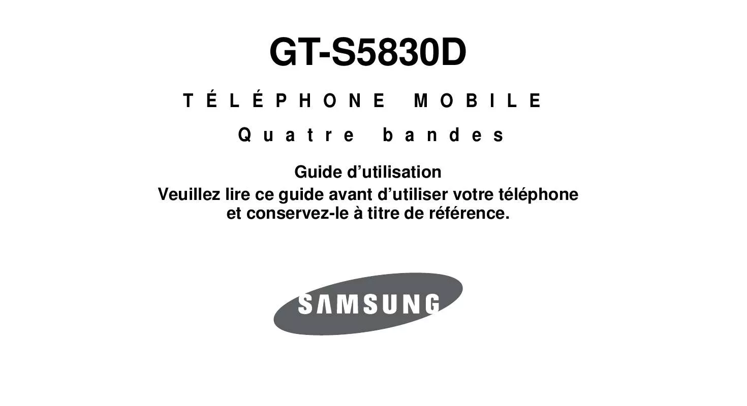 Mode d'emploi SAMSUNG GT-S5830D