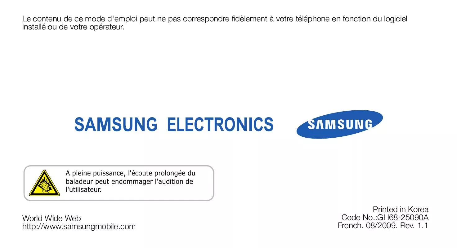 Mode d'emploi SAMSUNG GT-S9110