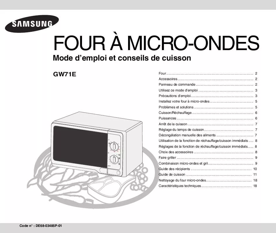 Mode d'emploi SAMSUNG GW71E